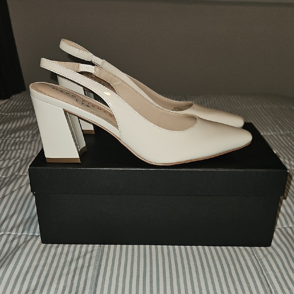Marc Fisher Cream Slingback Heels with Pointed Toe